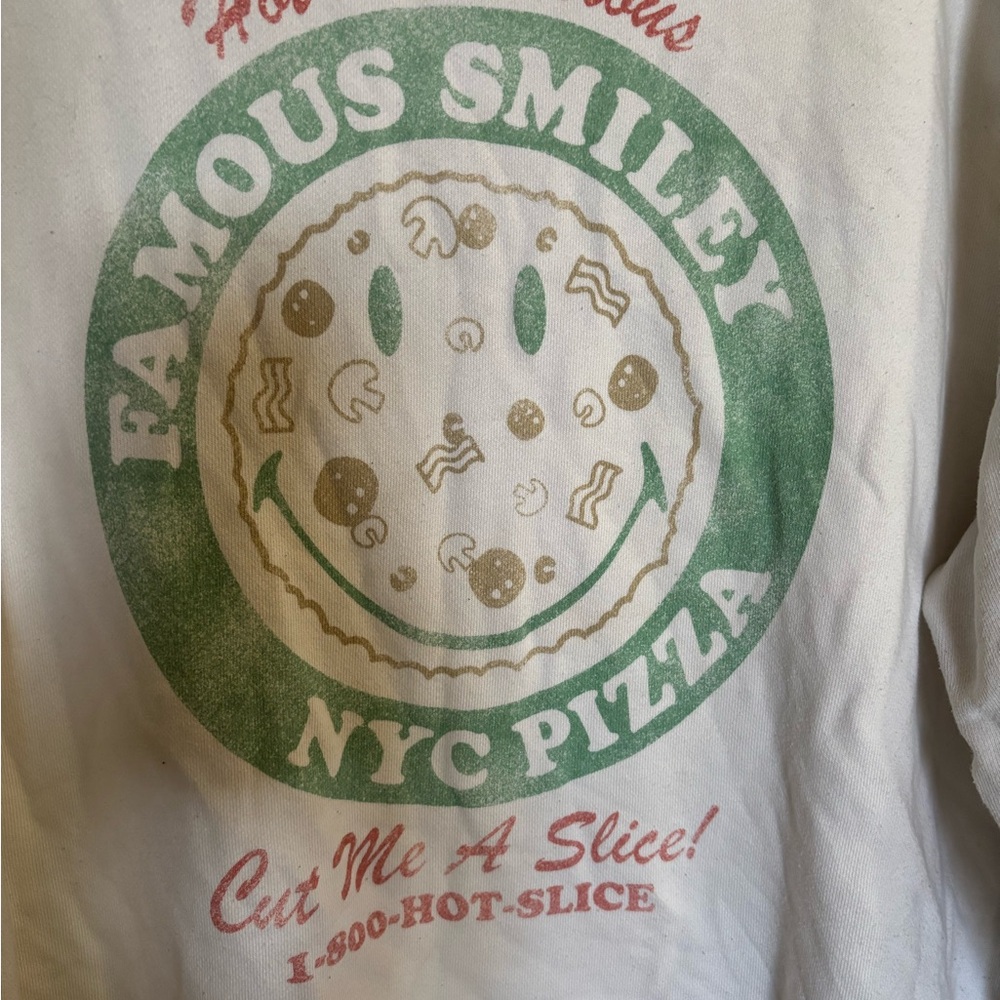 Aerie Famous Smiley NYC Pizza Graphic Sweatshirt